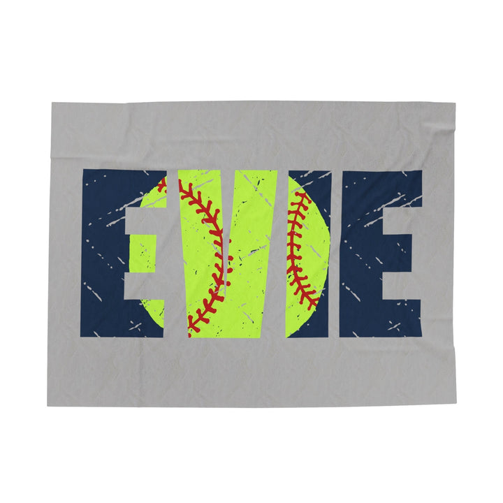 Softball Plush Blanket w/Custom Name