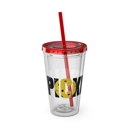 Pickleball 16 oz Sunsplash Tumbler with Straw