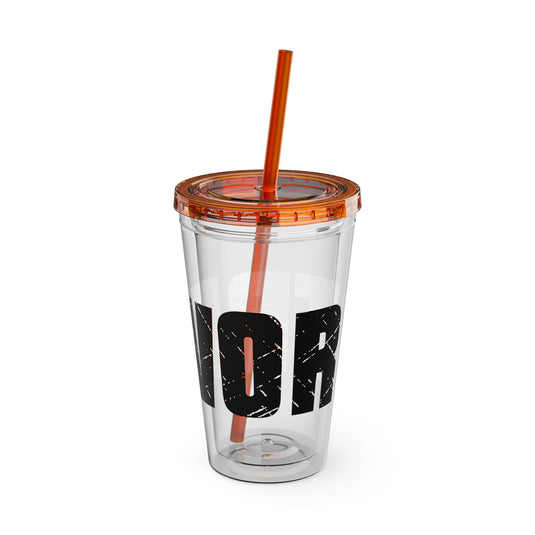 Basketball 16 oz Sunsplash Tumbler with Straw w/Custom Name