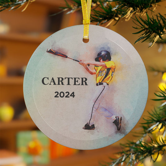 Custom Picture Glass Ornament - Watercolor Effect