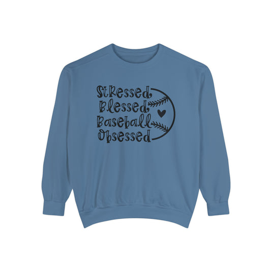 Stressed Blessed Baseball Obsessed Adult Unisex Premium Crewneck Sweatshirt