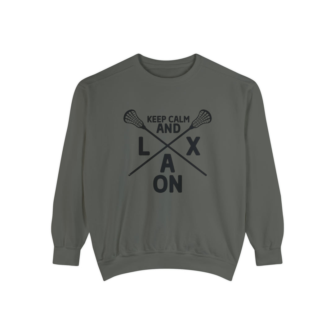 Keep Calm and LAX On Lacrosse Adult Unisex Premium Crewneck Sweatshirt