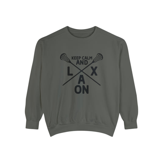 Keep Calm and LAX On Lacrosse Adult Unisex Premium Crewneck Sweatshirt