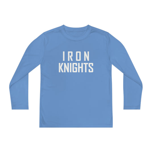 Iron Knights Youth Long Sleeve Competitor Moisture Wicking Tee w/Stacked Text Only