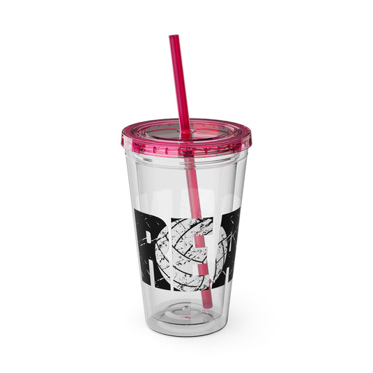 Volleyball 16 oz Sunsplash Tumbler with Straw w/Custom Name