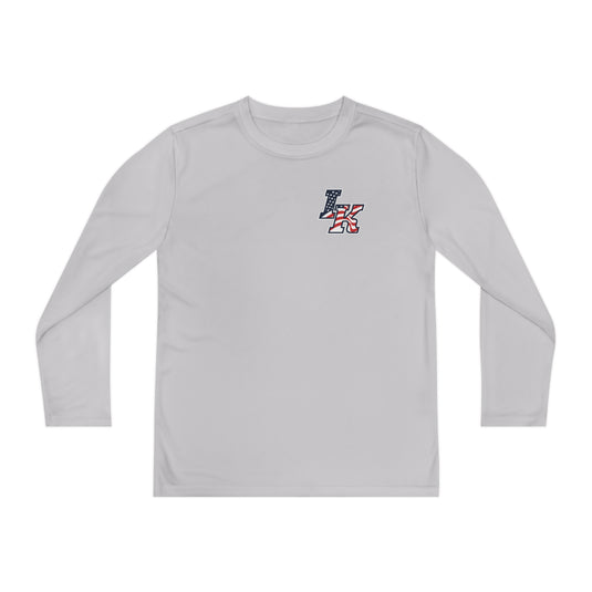 Iron Knights Youth Long Sleeve Competitor Moisture Wicking Tee W/Flag Design, Name & Number