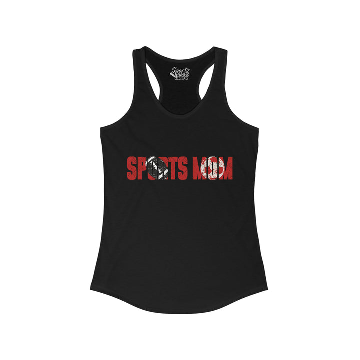 Sports Mom w/Football & Soccer Ball Adult Women's Racerback Tank
