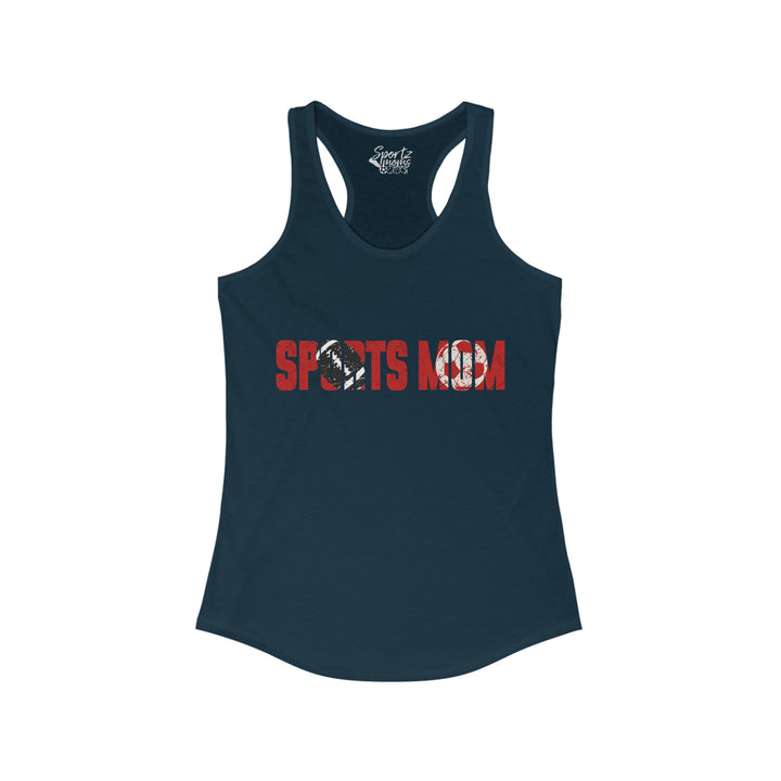 Sports Mom w/Football & Soccer Ball Adult Women's Racerback Tank