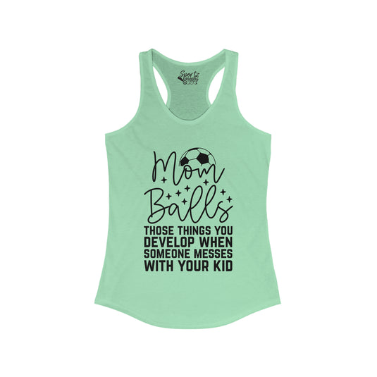 Mom Balls Soccer Adult Women's Racerback Tank