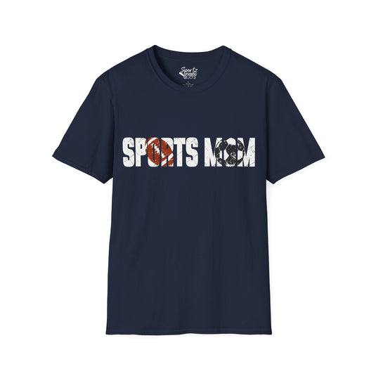 Sports Mom w/Football & Soccer Ball Adult Unisex Basic T-Shirt