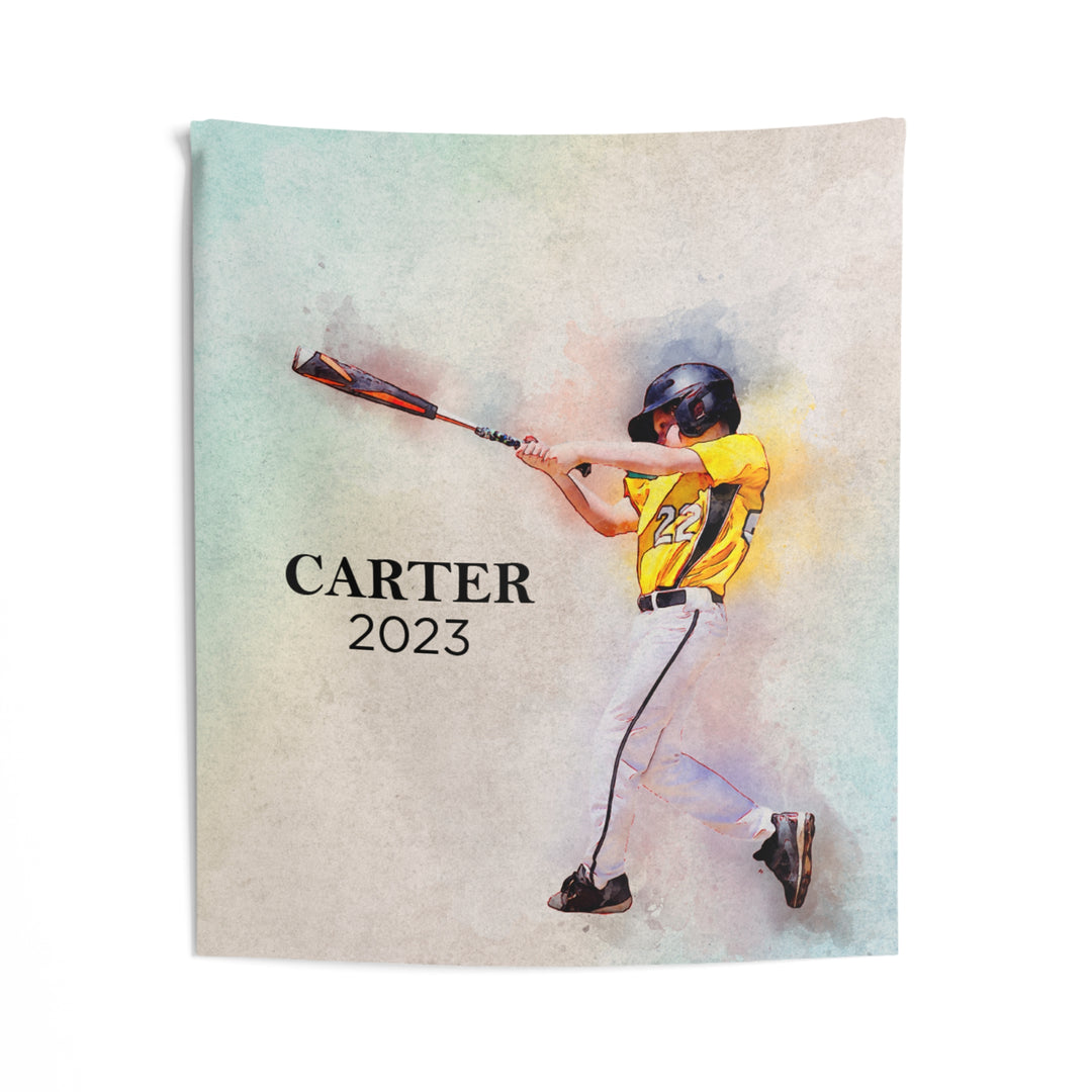 Indoor Wall Tapestry w/Watercolor Effect