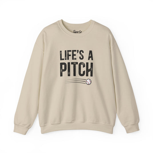 Life's a Pitch Baseball Adult Unisex Basic Crewneck Sweatshirt