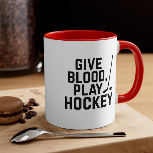 Give Blood Play Hockey 11oz Accent Mug