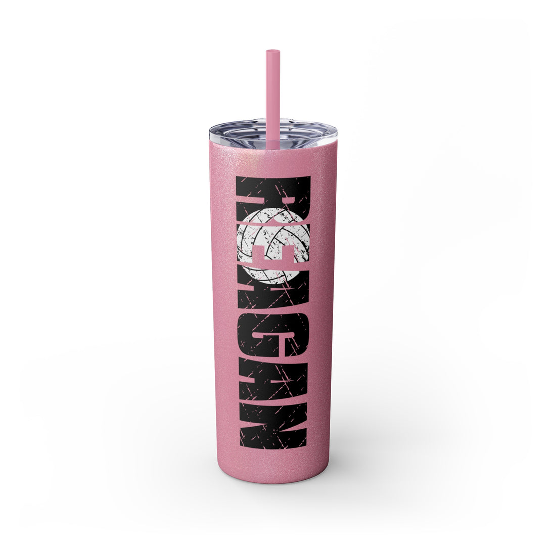 Volleyball 20oz Skinny Tumbler with Straw w/Custom Name