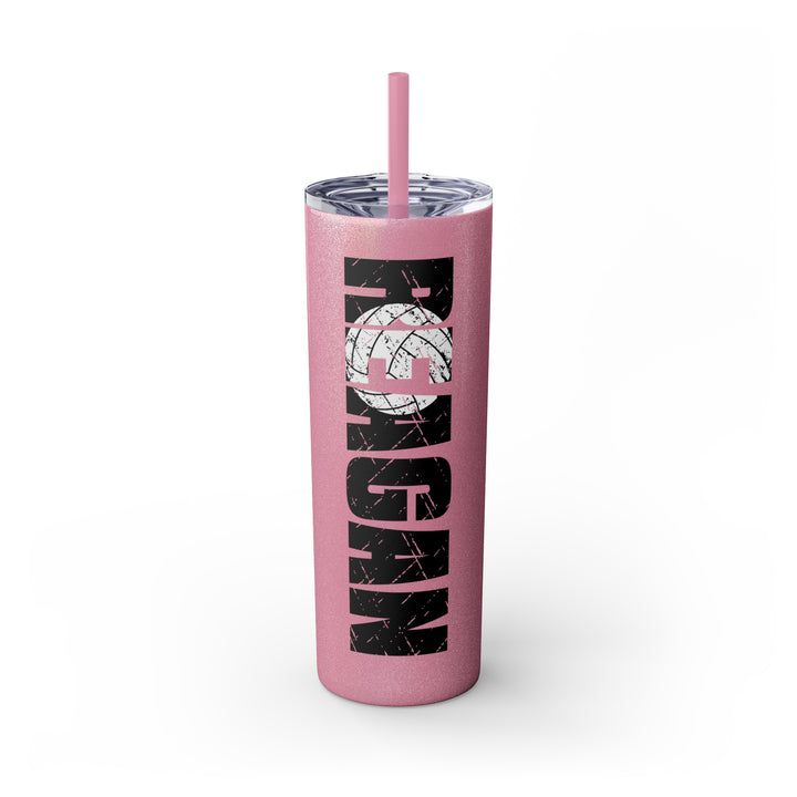 Volleyball 20oz Skinny Tumbler with Straw w/Custom Name