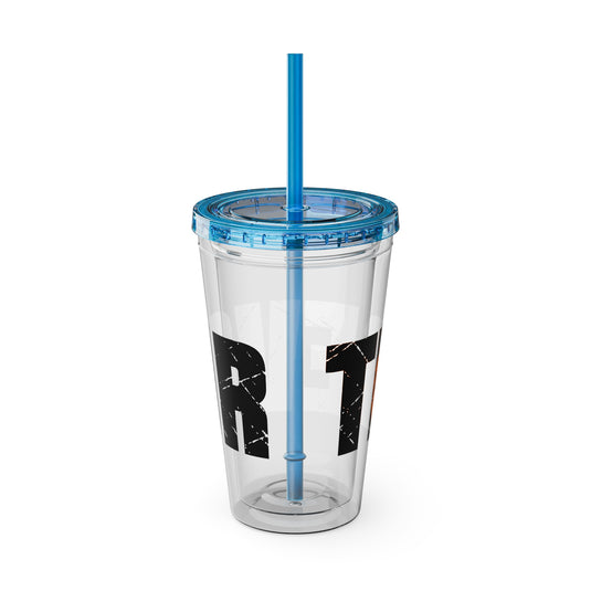 Basketball 16 oz Sunsplash Tumbler with Straw w/Custom Name