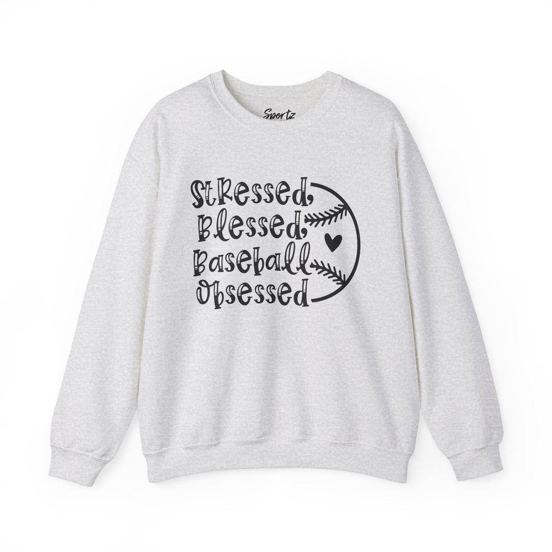 Stressed Blessed Baseball Obsessed Adult Unisex Crewneck Sweatshirt