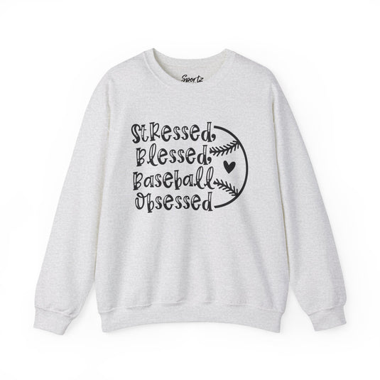 Stressed Blessed Baseball Obsessed Adult Unisex Basic Crewneck Sweatshirt