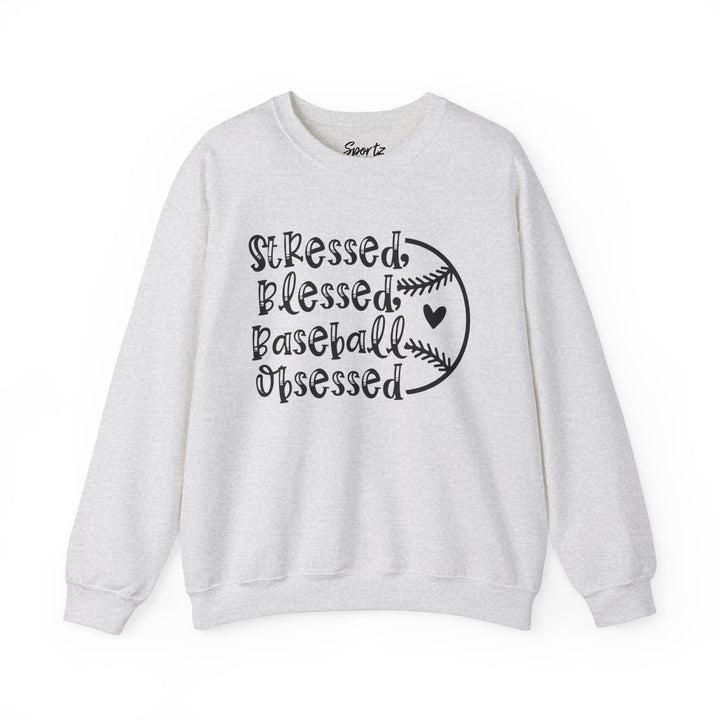 Stressed Blessed Baseball Obsessed Adult Unisex Crewneck Sweatshirt