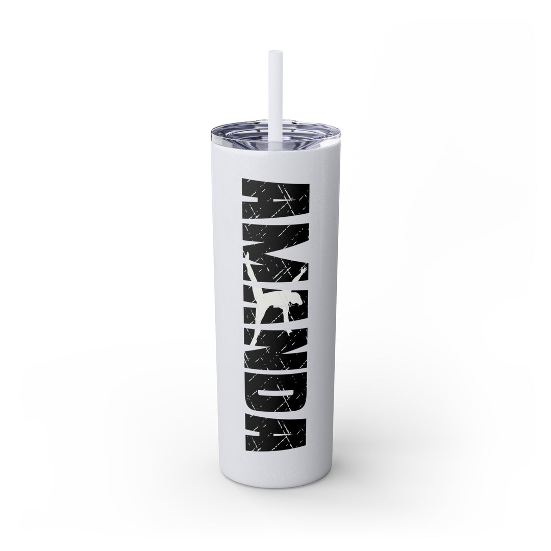 Gymnastics 20oz Skinny Tumbler with Straw w/Custom Name