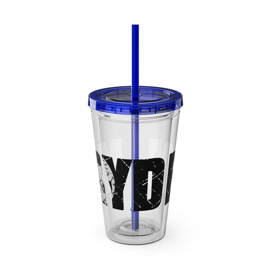 Soccer 16 oz Sunsplash Tumbler with Straw w/Custom Name