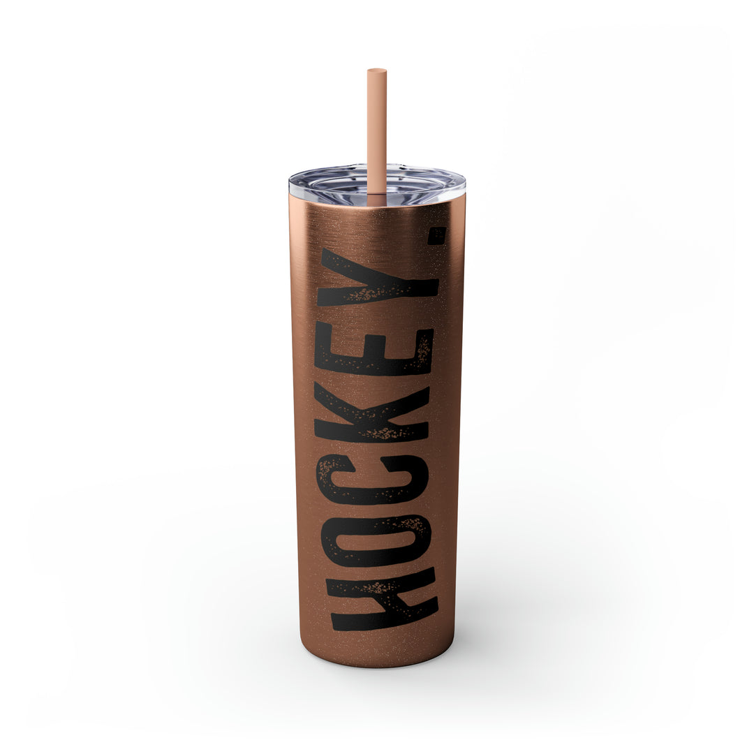Rustic Design Hockey 20oz Skinny Tumbler with Straw in Matte or Glossy