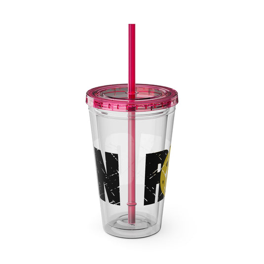 Pickleball 16 oz Sunsplash Tumbler with Straw w/Custom Name