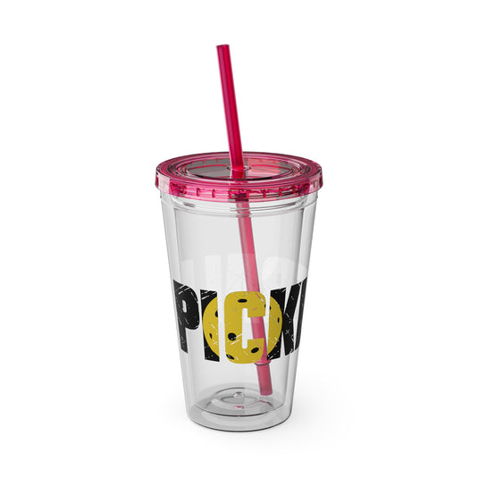 Pickleball 16 oz Sunsplash Tumbler with Straw