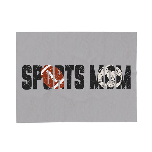 Sports Mom w/Football & Soccer Ball Plush Blanket