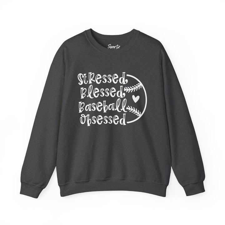 Stressed Blessed Baseball Obsessed Adult Unisex Crewneck Sweatshirt