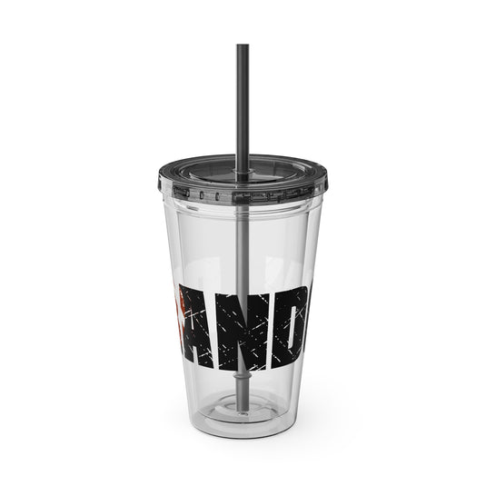 Football 16 oz Sunsplash Tumbler with Straw w/Custom Name