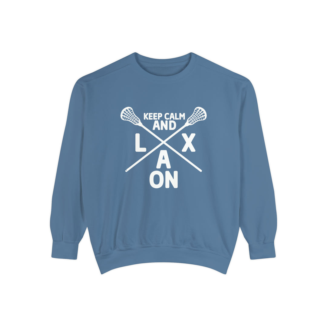 Keep Calm and LAX On Lacrosse Adult Unisex Premium Crewneck Sweatshirt
