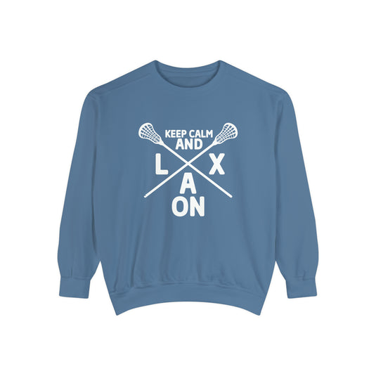 Keep Calm and LAX On Lacrosse Adult Unisex Premium Crewneck Sweatshirt