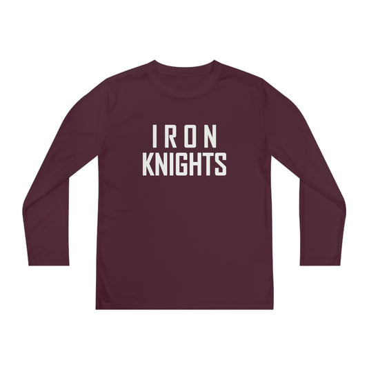 Iron Knights Youth Long Sleeve Competitor Moisture Wicking Tee w/Stacked Text Only