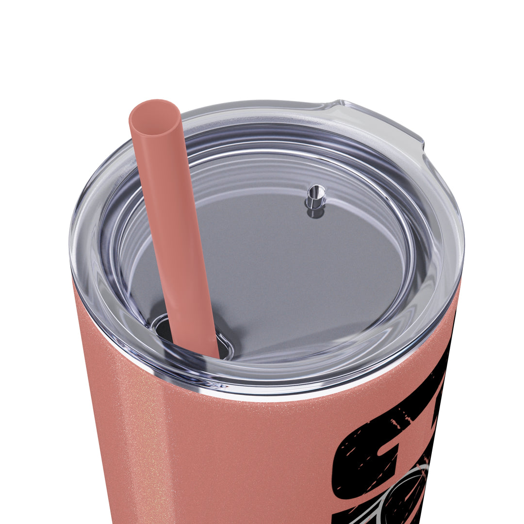 Hockey 20oz Skinny Tumbler with Straw w/Custom Name