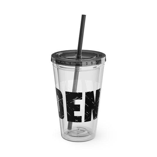 Soccer 16 oz Sunsplash Tumbler with Straw w/Custom Name