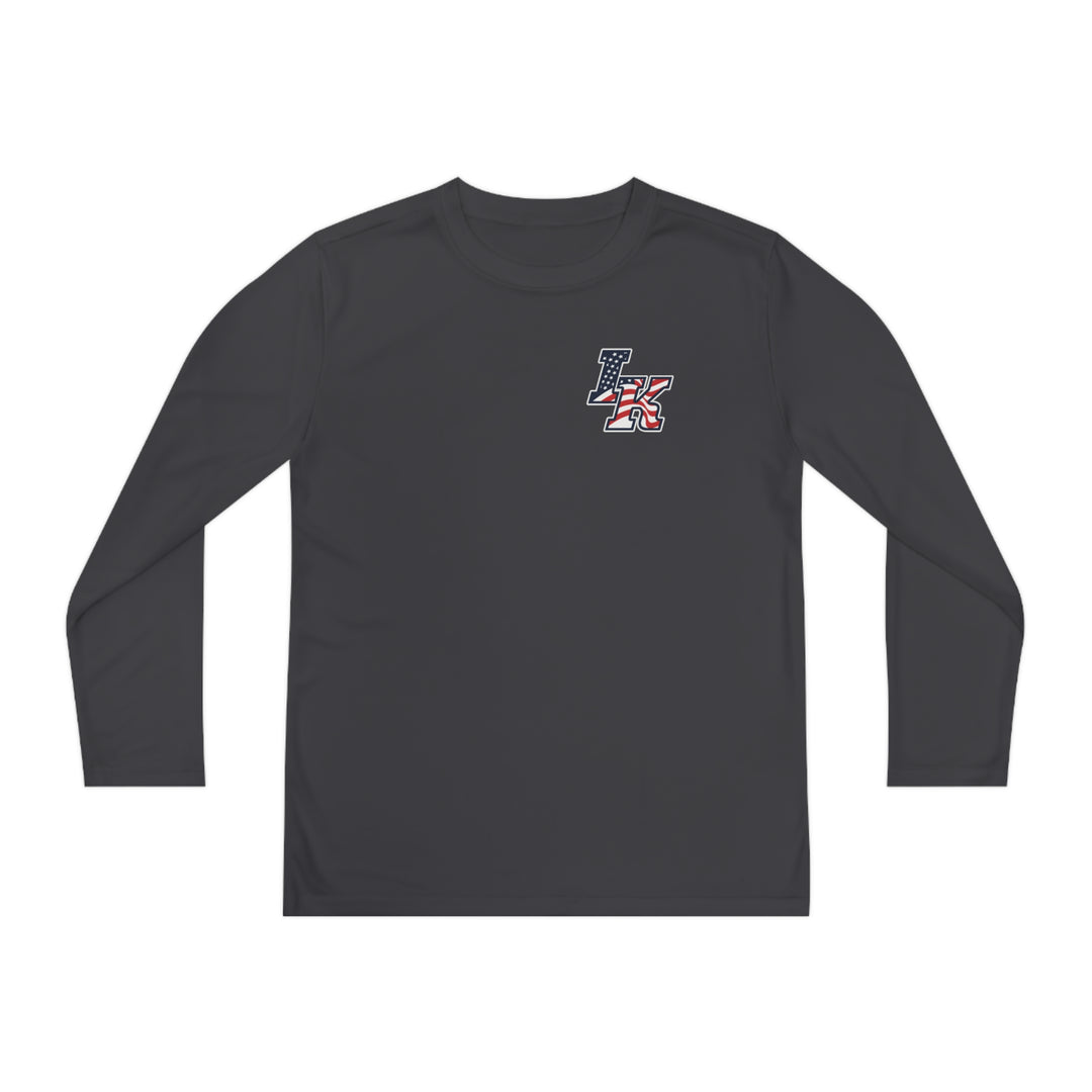 Iron Knights Youth Long Sleeve Competitor Moisture Wicking Tee w/Small Flag Design Logo Only
