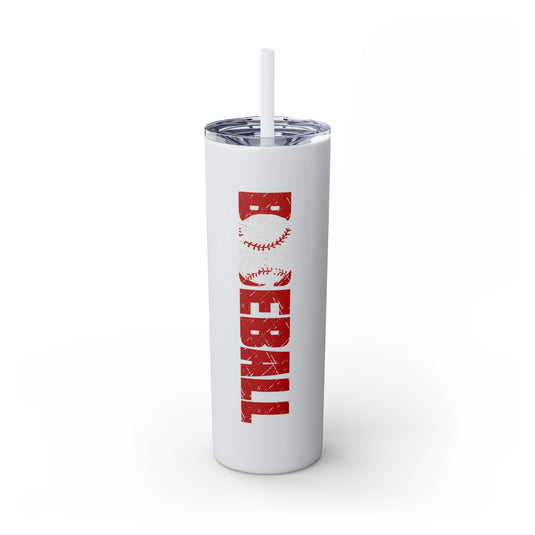 Baseball 20oz Skinny Tumbler with Straw in Matte or Glossy