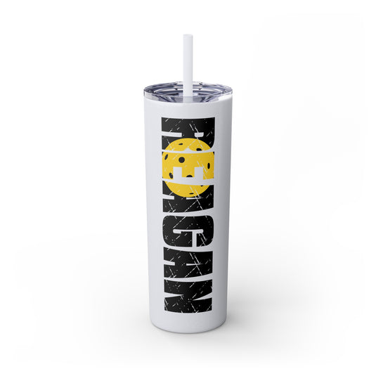 Pickleball 20oz Skinny Tumbler with Straw w/Custom Name