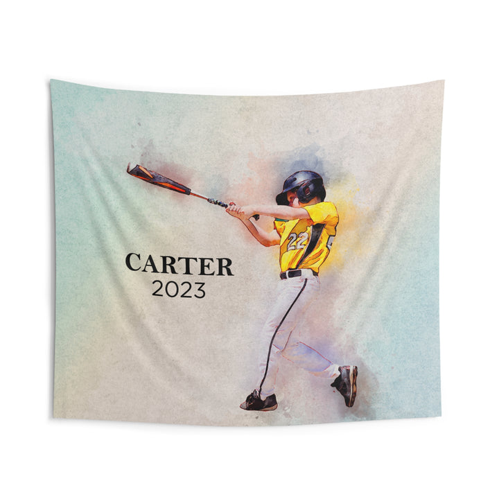 Indoor Wall Tapestry w/Watercolor Effect