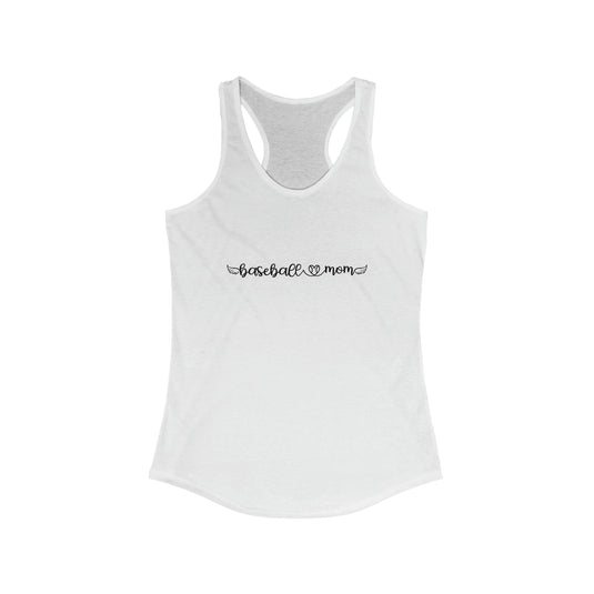 Baseball Mom with Heart and Wings Women's Racerback Tank