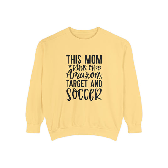 This Mom Runs on Amazon Soccer Adult Unisex Premium Crewneck Sweatshirt