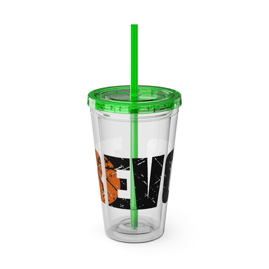 Basketball 16 oz Sunsplash Tumbler with Straw w/Custom Name