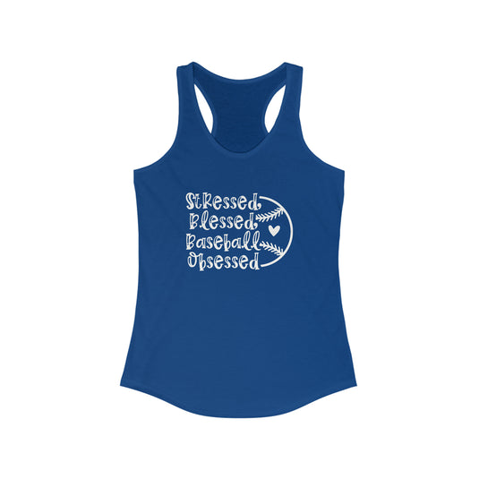 Stressed Blessed Baseball Obsessed Women's Racerback Tank