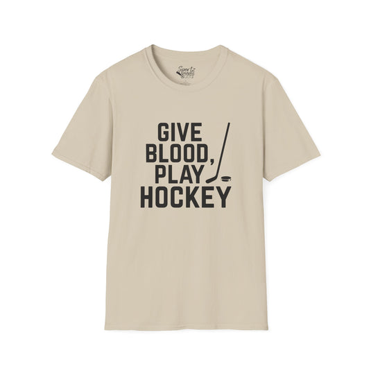 Give Blood Play Hockey Adult Unisex Basic T-Shirt