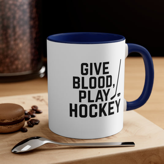 Give Blood Play Hockey 11oz Accent Mug