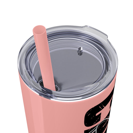 Hockey 20oz Skinny Tumbler with Straw w/Custom Name