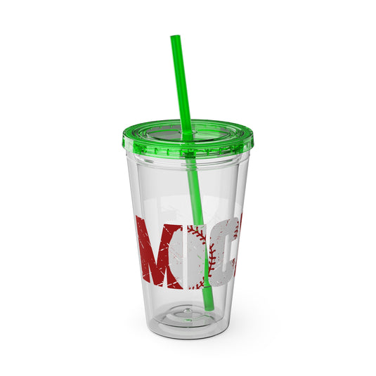 Baseball 16 oz Sunsplash Tumbler with Straw w/Custom Name