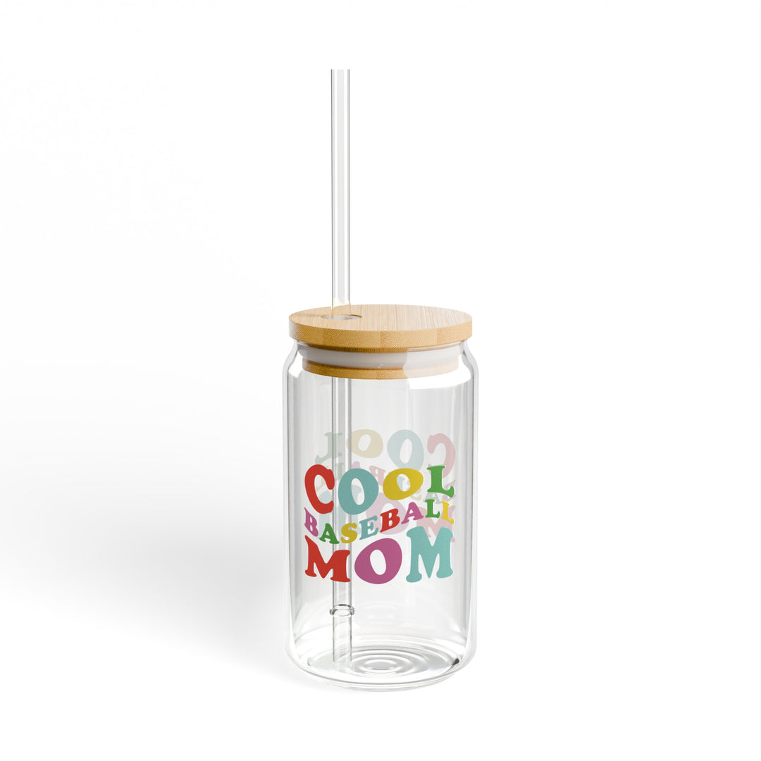 Cool Baseball Mom 16oz Sipper Glass