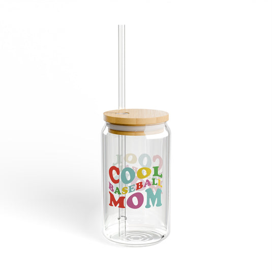 Cool Baseball Mom 16oz Sipper Glass